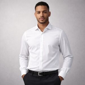 Dockers White Fitted Dress Shirt – Stretch Collar – Size L